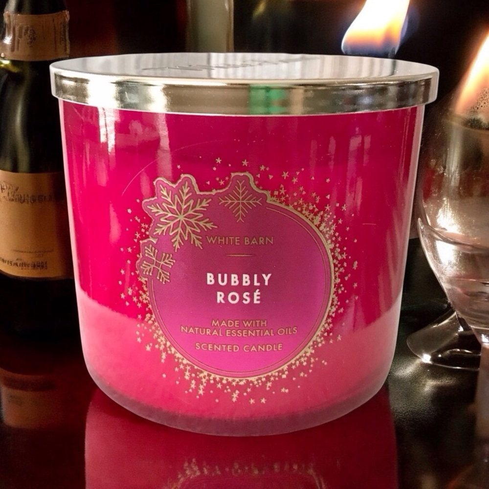 🆕30+ Hrs Bubbly Rose 3 Wick Candle